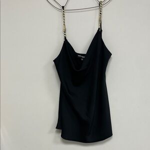 Karl Lagerfeld Black Camisole with Gold Chain Straps